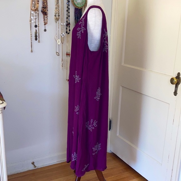 Vintage 80s Beaded Leaf Dress XXL - Picture 5 of 15